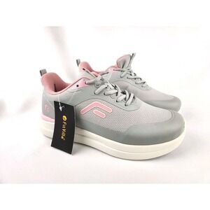 FitVille‎ Womens Sneakers 10.5 W Wide Pink Gray Toe Walking Shoes Training Gym
